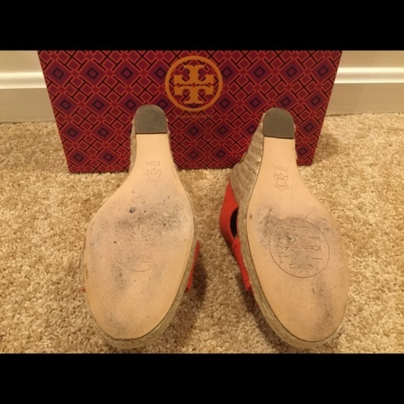 TORY BURCH Orange Espadrille Size 7.5 Wedges - Picture 5 of 7